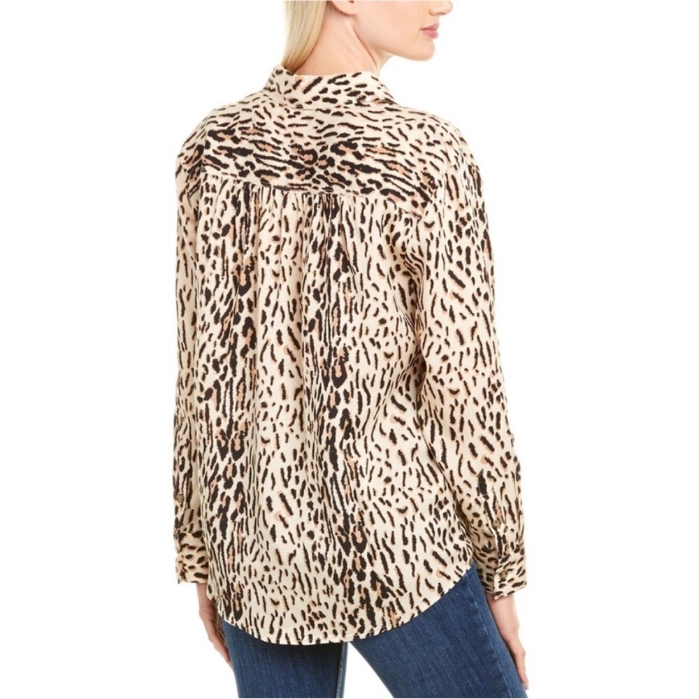 NWT Joie Lidelle C Ecru Leopard Print Button Front Blouse Size XS - Picture 8 of 13